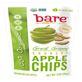 ベアグルテンフリーオーガニックアップルチップス、グラニースミス、3.3オンス Bare Gluten Free Organic Apple Chips, Granny Smith, 3.3 Ounce