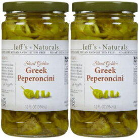 Jeff's Naturals スライス ゴールデン ギリシャ ペペロンチーニ - 12 オンス - 2 パック Jeff's Naturals Sliced Golden Greek Peperoncini - 12 oz - 2 pk