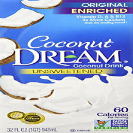 Coconut Dream 強化ココナッツドリンク、オリジナル無糖、32 オンス (6 個パック) Coconut Dream Enriched Coconut Drink, Original Unsweetened, 32 Oz (Pack of 6)