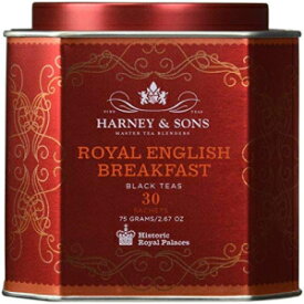 ハーニーアンドサンズ ロイヤル イングリッシュ ブレックファスト ブラック 缶あたり 30 袋 - 2 個パック Harney and Sons Royal English Breakfast, Black 30 Sachets per Tin - Pack of 2