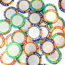 チョコレートカジノチップ - カラフルなホイルのラスベガスポーカーコイン - 1ポンド Chocolate Casino Chips - Las Vegas Poker Coins in Colorful Foil - 1 Pound