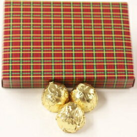 Scott's Cakes White Chocolate Peanut Butter Truffle Cream Filling Candies with Gold Foils in a 1 Pound Christmas Plaid Box