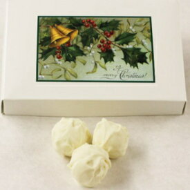 Scott's Cakes White Chocolate Covered Old Fashion Peanut Butter Truffles in a 1 Pound Mistletoe Box
