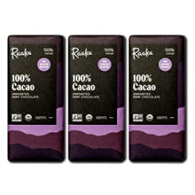 1.8 オンス (3 個パック)、Raaka チョコレート 100% カカオ、砂糖不使用のダークチョコレート | グルメダークチョコレートギフト | オーガニック、ビーガン、フェアトレード、大豆フリー、非遺伝子組み換え、グルテンフリー、コーシャー、ケト、パレオ | 1