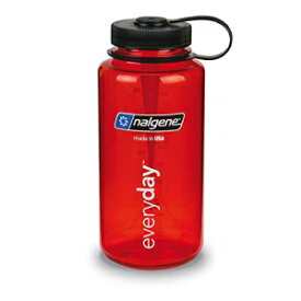 Nalgene Tritan 広口 BPA フリー ウォーターボトル、レッド ブラック キャップ付き、32 オンス Nalgene Tritan Wide Mouth BPA-Free Water Bottle, Red w/ Black Cap, 32-Ounces