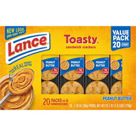 ランス サンドイッチ クラッカー、ピーナッツ バター トースティ、20 枚入りバリュー サイズ ボックス (6 個パック) Lance Sandwich Crackers, Peanut Butter Toasty, 20 Count Value Size Boxes (Pack of 6)