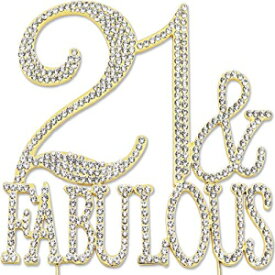 21と素晴らしい-21歳の誕生日ケーキトッパー、クリスタルラインストーンゴールド Sparkly 21 and Fabulous - 21st Birthday Cake Topper, Crystal Rhinestone Gold