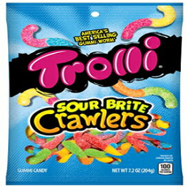 Trolli Sour Brite Crawlers グミキャンディ、7.2 オンスバッグ、12 個パック Trolli Sour Brite Crawlers Gummy Candy, 7.2 Ounce Bag, Pack of 12