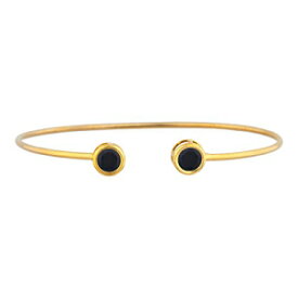 14Kゴールド本物のブラックオニキスラウンドベゼルバングルブレスレット Elizabeth Jewelry 14Kt Gold Genuine Black Onyx Round Bezel Bangle Bracelet