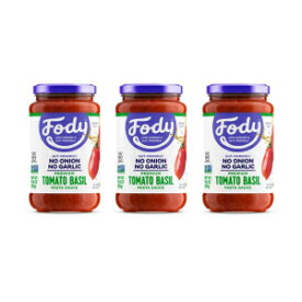 Fody Foods トマトバジルパスタソース、19.4オンス、低FODMAP認定&腸に優しい、プレミアム品質の原材料、非遺伝子組み換え、3個パック Fody Foods Tomato Basil Pasta Sauce, 19.4 Ounces, Low FODMAP Certified & Gut Friendly, Premium Quality In