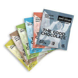 The Good Chocolate - ケトチョコレートバラエティパック、糖質ゼロ、低純炭水化物スナック、低カロリーチョコレートキャンディーバラエティパック、6フレーバー、6スクエアサンプラーパック The Good Chocolate - Keto Chocolate Variety Pack, Zero Sugar,