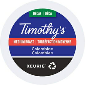 Timothy's デカフェ コロンビアコーヒー、シングルサーブキューリグ K カップポッド、ミディアムローストコーヒー、96 個 Timothy's Decaf Colombian Coffee, Single-Serve Keurig K-Cup Pods, Medium Roast Coffee, 96 Count