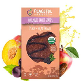 ピースフルフルーツ100％フルーツストリップ（ピーチ、12カウント） Peaceful Fruits 100% Fruit Strips (Peach, 12 count)