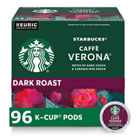 スターバックス K カップ コーヒー ポッド - ダーク ロースト コーヒー - キューリグ ブルワーズ用カフェ ヴェローナ - 100% アラビカ種 - 4 箱 (合計 96 ポッド) Starbucks K-Cup Coffee Pods—Dark Roast Coffee—Caffè Verona for Keur