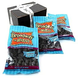Gerrit's Licorice ブロードウェイ オン ホイール キャンディ、5.29 オンス バッグ (ブラックタイ ボックス入り) (3 個パック) Gerrit's Licorice Broadway On Wheels Candy, 5.29 oz Bags in a BlackTie Box (Pack of 3)