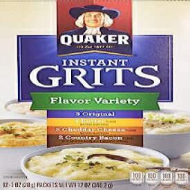 クエーカー インスタント グリッツ フレーバー バラエティ、12 カウント、シングル パック (3 個パック) Quaker Instant Grits Flavor Variety, 12-count, Single Pack (pack of 3)