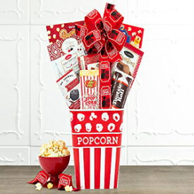ワインカントリー ギフトバスケット ムービーナイト ポップコーン & キャンディー ギフトバスケット お菓子がいっぱい 再利用可能なノスタルジックなポップコーンタブ、S、1 個 Wine Country Gift Baskets The Movie Night Popcorn & Candy Gift Bask