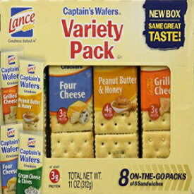 Lance、キャプテンズ ウエハース クラッカー、バラエティ パック、11 オンス トレイ (3 個パック) Lance, Captain's Wafer Crackers, Variety Pack, 11oz Tray (Pack of 3)