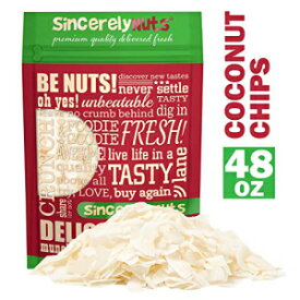 シンシアリー ナッツ ココナッツ チップス (無糖)(3 ポンド) 削って乾燥させたスナック食品 - ケト、パレオ、生、ビーガン、コーシャー、低炭水化物、グルテンフリーのスナック Sincerely Nuts Coconut Chips (Unsweetened)(3 LB) Shaved and Dried