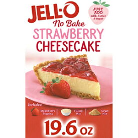 Jell-O No Bake ストロベリー チーズケーキ デザート キット ストロベリー トッピング付き (フィリング ミックス & クラスト ミックス、6 ct パック、19.6 オンス ボックス) Jell-O No Bake Strawberry Cheesecake Dessert Kit with Strawberry
