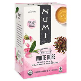 Numi オーガニック ティー ホワイト ローズ、ティーバッグ 16 個箱、白茶 (パッケージは異なる場合があります) Numi Organic Tea White Rose, 16 Count Box of Tea Bags, White Tea (Pack May Vary)