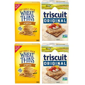 Triscuit オリジナル全粒小麦ビーガン クラッカーと小麦シンス オリジナル全粒小麦クラッカー バラエティパック、4 箱 Triscuit Original Whole Grain Wheat Vegan Crackers and Wheat Thins Original Whole Grain Wheat Crackers Variety Pack, 4