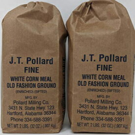 JT ポラード ファイン ホワイト コーンミール バンドル - JT ポラード ホワイト コーンミール 32 オンス バッグ 2 個、レシピシート付き JT Pollard Fine White Cornmeal Bundle - 2 x 32 Oz Bags of J.T. Pollard White Corn Meal, Bund
