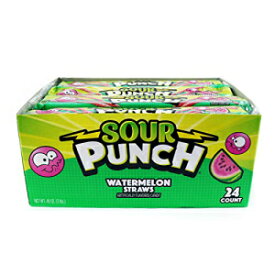 サワーパンチ スイカ サワー ストロー、2オンス トレイ、(24パック) Sour Punch Watermelon Sour Straws, 2oz Tray, (24 Pack)