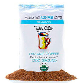 Tyler's 無酸オーガニックグラウンドコーヒー - 100% アラビカ豆フルフレーバー - 中性 pH - 苦い後味なし - 消化に優しく、酸逆流を軽減 - 歯のエナメル質を保護 - 酸性ダイエット用 - 12 オンス Tyler’s No Acid Organic Ground Coffee - 100