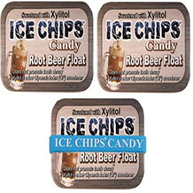 ICE CHIPS キシリトール キャンディ缶 (ルートビアフロート、3 パック) - 写真のバンドが付属 ICE CHIPS Xylitol Candy Tins (Root Beer Float, 3 Pack) - Includes BAND as shown