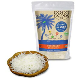CocoGoodsCoベトナムシングルオリジンオーガニック甘味乾燥ココナッツ、フレーク、16オンス（2パック）-グルテンフリー、非GMO、ビーガン CocoGoodsCo Vietnam Single-Origin Organic Sweetened Desiccated Coconut, FLAKES, 16 oz (Pack of 2) - Gluten-