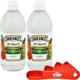 ハインツ 全天然蒸留ホワイトビネガー 酸度 5% 16 オンス ガラスボトル (2 個パック) バイザカップスイベルスプーン付き Heinz All Natural Distilled White Vinegar 5% Acidity 16 Ounce Glass Bottle (Pack of 2) with By The Cup Swiv