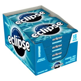 ECLIPSE ペパーミント シュガーフリー チューインガム 18個入 (8パック) ECLIPSE Peppermint Sugar Free Chewing Gum, 18 Pieces (8 Packs)