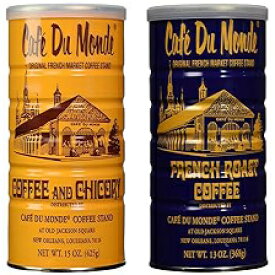 Cafe Du Monde Coffee and Chickory and French Roast Bundle. New Orleans Coffee Bundle Includes One 15 ounce Original Coffee And One 13 Ounce, 2 Piece Assortment
