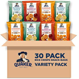 クエーカーライスクリスプ、グルテンフリー、3つのフレーバー、1回分、0.67、セイボリーバラエティパック、20.1オンス、30個パック Quaker Rice Crisps, Gluten Free, 3 Flavor, Single Serve, 0.67, Savory Variety Pack, 20.1 Oz,Pack of 30