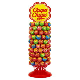 チュッパチャプス ロリポップ ディスプレイ 120 個の詰め合わせロリポップ付き Chupa Chups Lollipops Display with 120 Assorted Lollipops