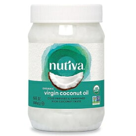 Nutiva オーガニック ココナッツ オイル 15 液量オンス、コールドプレス、新鮮な風味の料理、ナチュラルヘア、スキン、マッサージ オイル、非遺伝子組み換え、USDA オーガニック、未精製エクストラ バージン ココナッツ オイル (アセイト デ ココ) Nutiva O