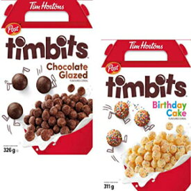 ティムホートンズ ティムビッツ シリアル バンドル 2 種類 - チョコレートとバースデーケーキ - カナダから輸入 Tim Hortons Timbits Cereal Bundle of Two Flavors - Chocolate and Birthday Cake - Imported from Canada