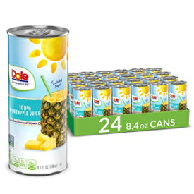 Dole 100% Pineapple Juice, No Added Sugar, Excellent Source of Vitamin C, 100% Fruit Juice, 8.4 Fl Oz, 24 Cans, Pack May Vary