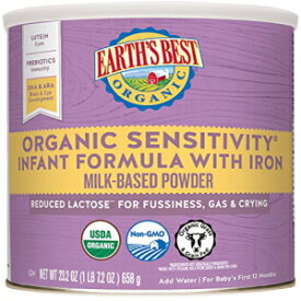 Earth's Best オーガニック低乳糖過敏症乳児用パウダーフォーミュラ、鉄、オメガ-3 DHA、オメガ-6 ARA 配合、23.2 オンス Earth's Best Organic Low Lactose Sensitivity Infant Powder Formula with Iron, Omega-3 DHA and Omega-6 ARA, 23.2 o