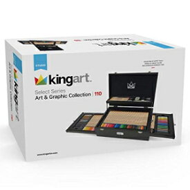 KINGART 130 セレクト シリーズ アート & グラフィック コレクション、110 アートセット詰め合わせセット、エスプレッソステインハードウッドケース、シルバーヒンジ/クラスプ KINGART 130 Select Series Art & Graphic Collection, Set of 110 Art