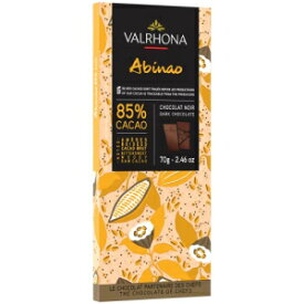 Valrhona プレミアム エクストラ ダーク チョコレート ABINAO 85% カカオ テイスティング バー - 食べたり焼いたり、フロスティング、クッキー、ケーキ、ブラウニーに最適なグルメ フレンチ チョコレート。コーシャ、70g (1パック) Valrhona Premium Ext