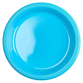 Amscan カリビアン ブルー プラスチック プレート ビッグ パーティー パック、50 カラット、7 インチ Amscan Caribbean Blue Plastic Plate Big Party Pack, 50 Ct, 7"