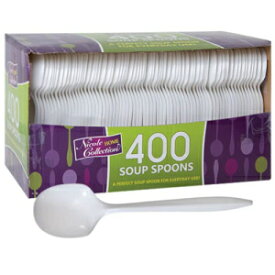 Nicole Home Collection Disposable Plastic Soup Spoons, 400 Count, White