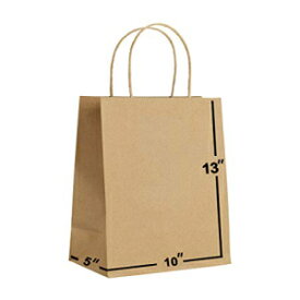 取っ手付き紙袋 バルク 10×5×13 【50袋】。ショッピング、包装、小売、パーティー、クラフト、ギフト、結婚式、リサイクル、ビジネス、グッズ、商品のクラフトバッグ (ブラウン) に最適です。 Paper Bags Bulk with Handles 10 X 5 X 13 [50 Bags].