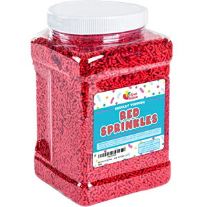 A Great Surprise Red Jimmies Sprinkles - Great for Halloween Cupcakes - Jimmy Sprinkles for Cake Decorating - Red Sprinkles Bulk - Red Jimmies in Resealable Container - Bulk Candy - 2.2 LB