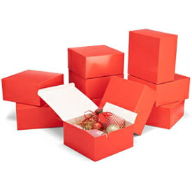 MESHA Red Gift Box 8X8X4, Sturdy Gift Boxes with Lids, Bridesmaid Proposal Boxes 10Pcs, Gift Boxes for Presents, Birthday, Christmas, Bridal, Wedding, Graduation, Party Favor, Cupcake, Crafting