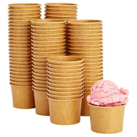 Juvale 使い捨て紙アイスクリームカップ 100 個パック、サンデーバー用デザートボウル、フローズンヨーグルト (ブラウン、5 オンス) Juvale 100 Pack Disposable Paper Ice Cream Cups, Dessert Bowls for Sundae Bar, Frozen Yogurt (Brown, 5