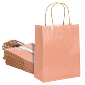 Juvale 24 Pack of Pink Glossy Medium Paper Gift Bags with Handles 8 x 4 x 10 Inch for Wedding Receptions, Baby Shower, Birthday Party Favors, Bridal Shower Decorations