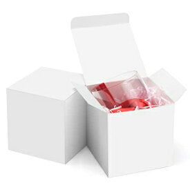 ValBox 4x4x4 ホワイト ギフトボックス 50 個 蓋付きクラフト紙ボックス ギフト、クラフト、キューブ、カップケーキボックス、パーティーの記念品用の簡単に組み立てられるボックス ValBox 4x4x4 White Gift Boxes 50PCS Kraft Paper Boxes with Lids for